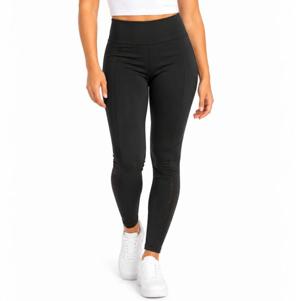 Fabletics Sync Seamless Black High Waisted 7/8 Mesh Leggings | Size XS